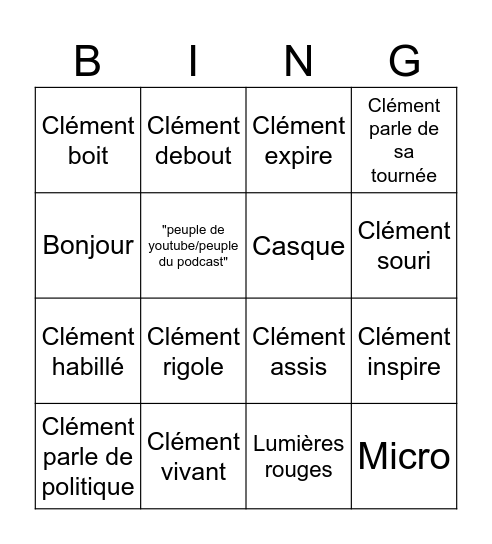 Stream de Clemovitch Bingo Card