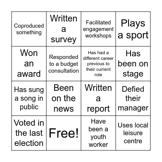 Human Bingo Card