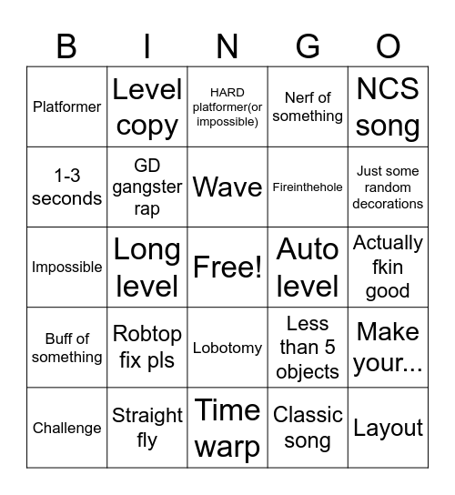 recent tab Bingo Card