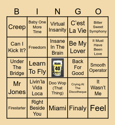 MARK'S BIRTHDAY 90'S BINGO Card
