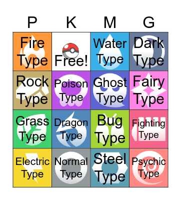 Pokemon Types Bingo Card