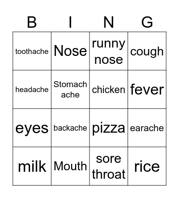 health and food Bingo Card
