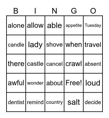 LACC BINGO! Bingo Card
