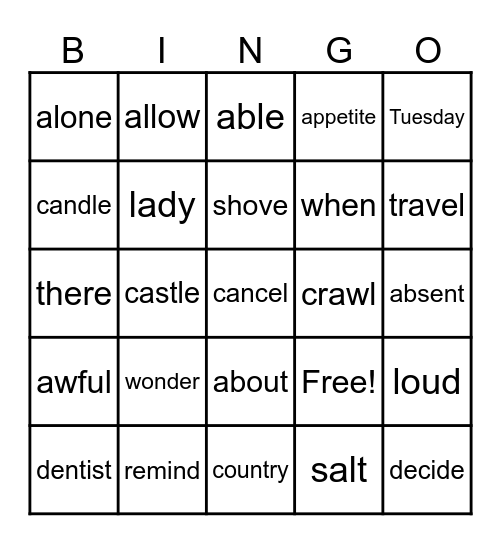 LACC BINGO! Bingo Card