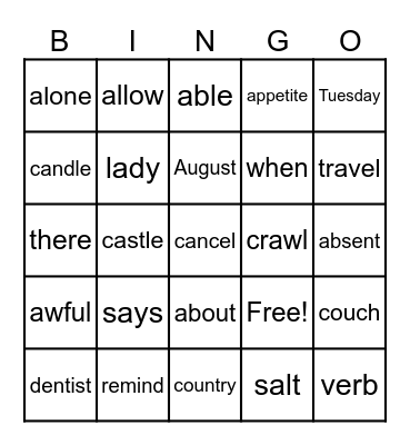 LACC BINGO! Bingo Card