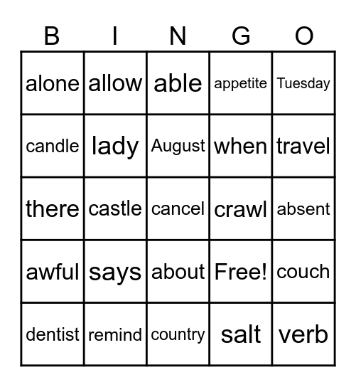LACC BINGO! Bingo Card