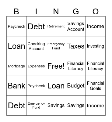 Financial Bingo Card