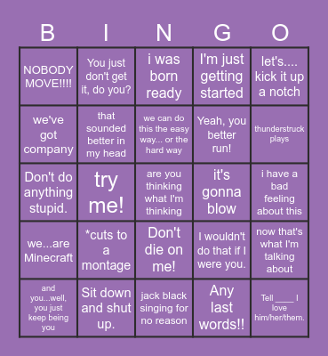 Minecraft Bingo Card