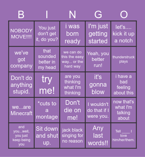 Minecraft Bingo Card