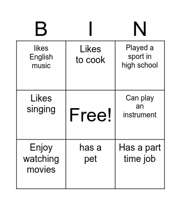Find someone who… Bingo Card