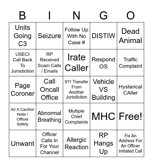 Bingo For The Blind Bingo Card
