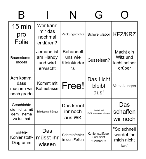 Lewis Bingo Card