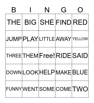 Sight Word Bingo! Bingo Card