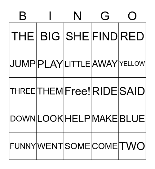 Sight Word Bingo! Bingo Card