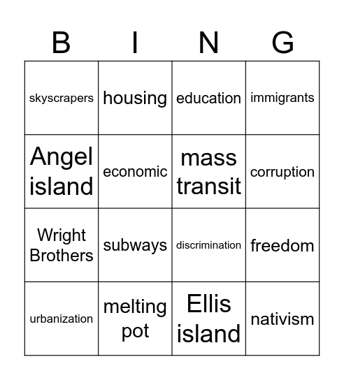 History Bingo Card