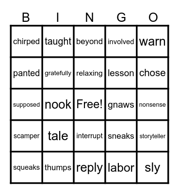 Vocabulary Bingo Card