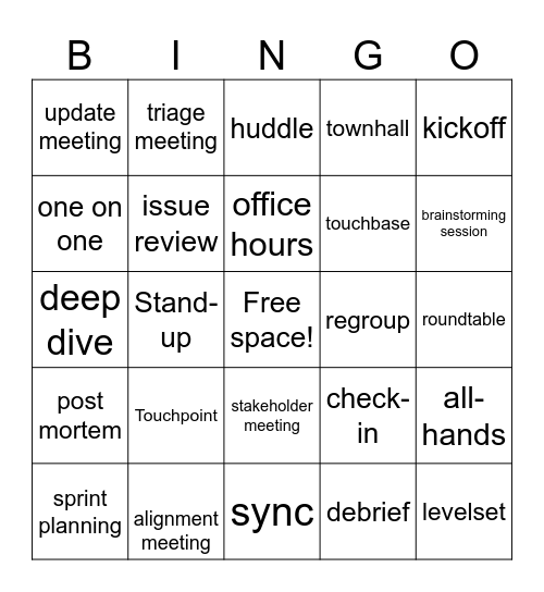 Meeting Bingo Card