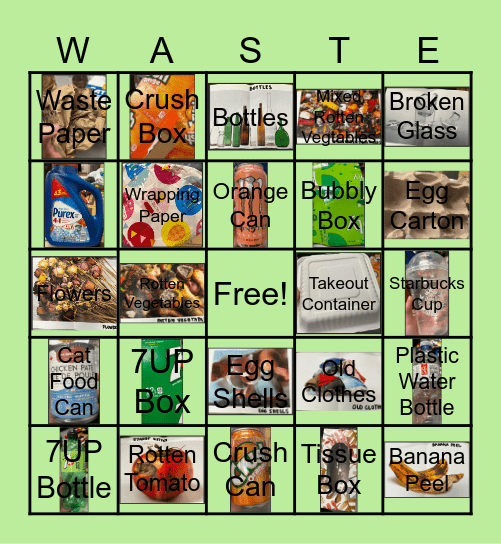 Waste Management Bingo Card