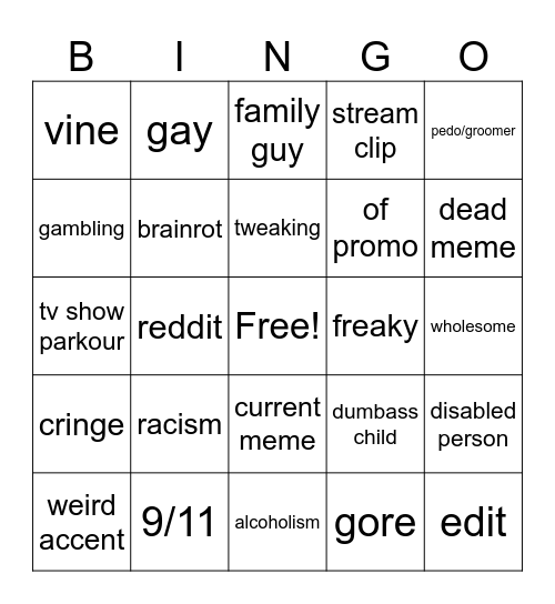 isnta reels Bingo Card
