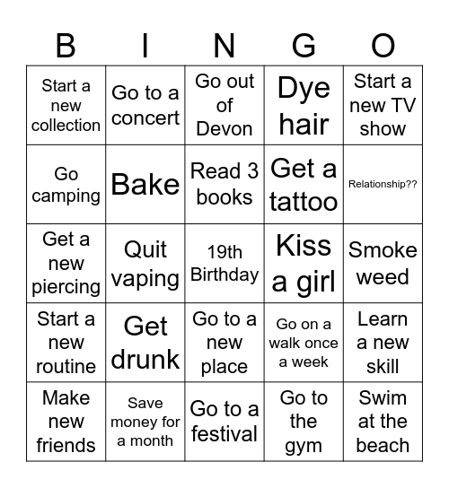 2025 Bingo Card