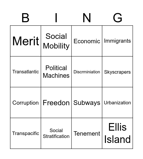 Social Studies Bingo Card