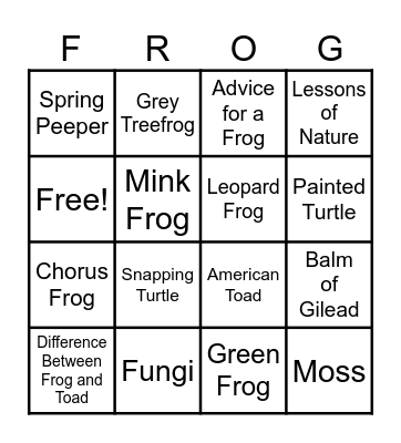 Forest Friends Bingo Card