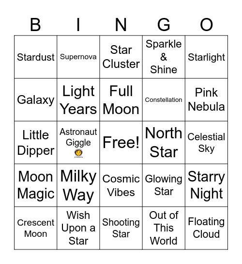 Twinkling Star Bingo Card