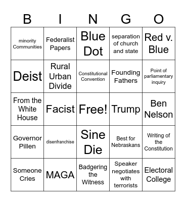 Winner Take All Bingo Card