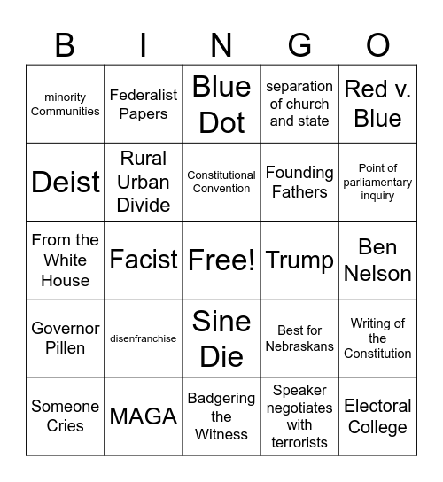 Winner Take All Bingo Card