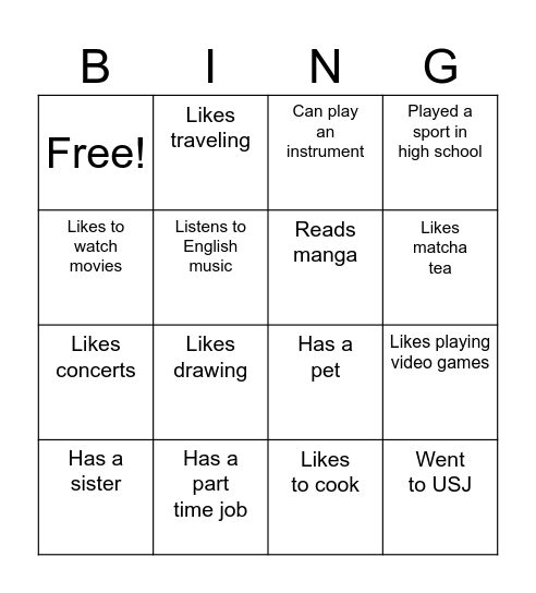 Find someone who… Bingo Card