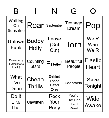 11MB Music Bingo Round #3 Bingo Card