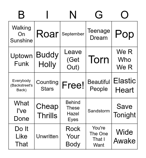 11MB Music Bingo Round #3 Bingo Card