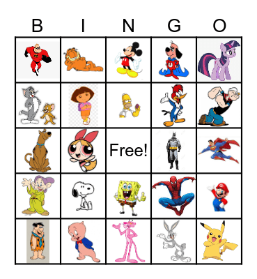 Cartoon Bingo Card