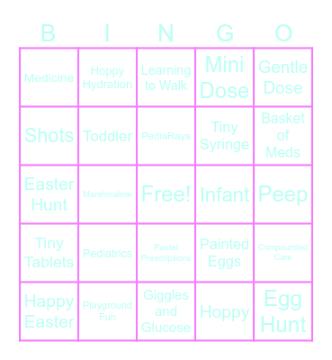 PediaRays Hoppy Bingo Card