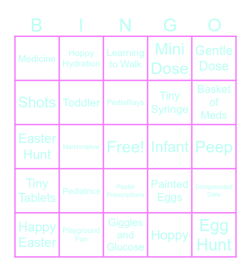 PediaRays Hoppy Bingo Card