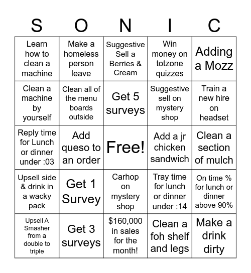 FRONT OF HOUSE Bingo Card