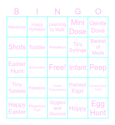 PediaRays Hoppy Bingo Card