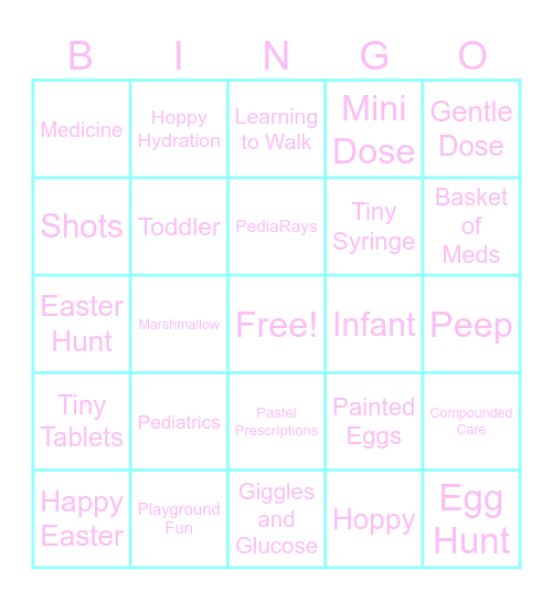 PediaRays Hoppy Bingo Card