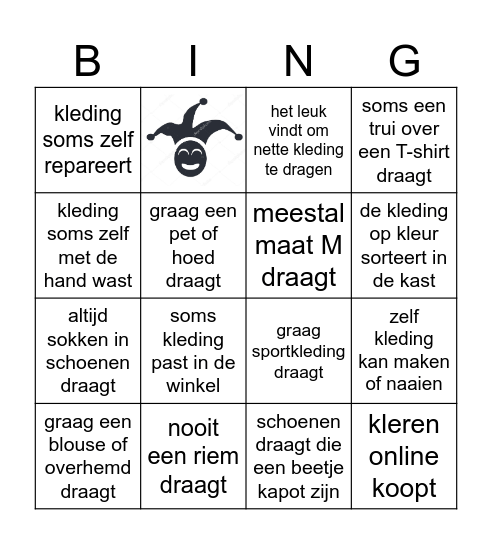 Zoek iemand die... Bingo Card