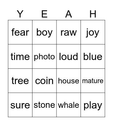Phonics Bingo Card