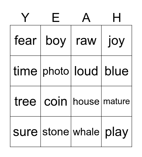 Phonics Bingo Card