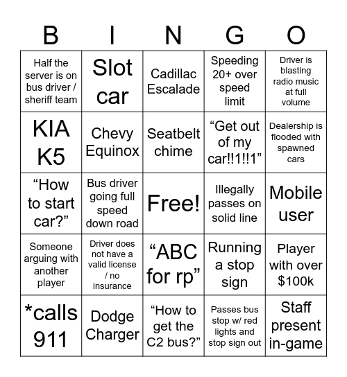 Wurtsboro Bingo Card