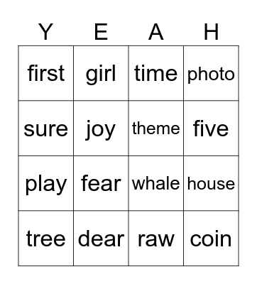 Phonics Bingo Card
