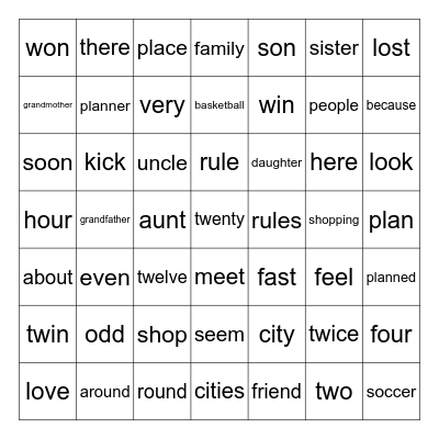 Reading List F Bingo Card