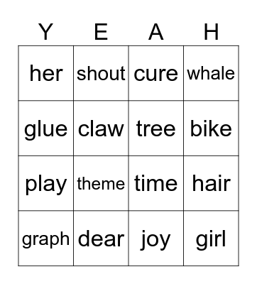 Phonics Bingo Card