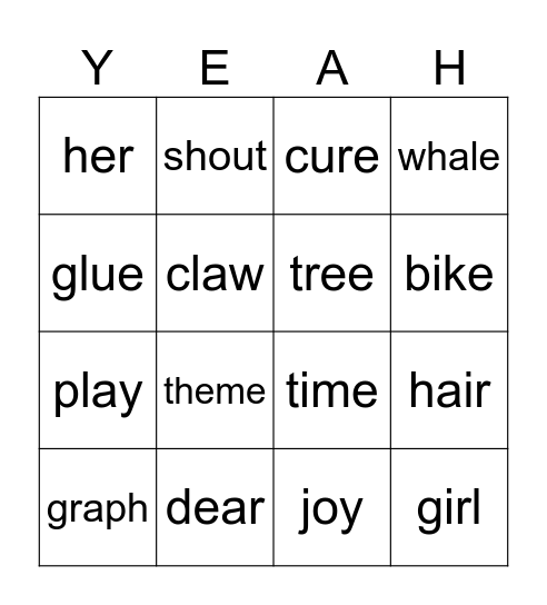 Phonics Bingo Card
