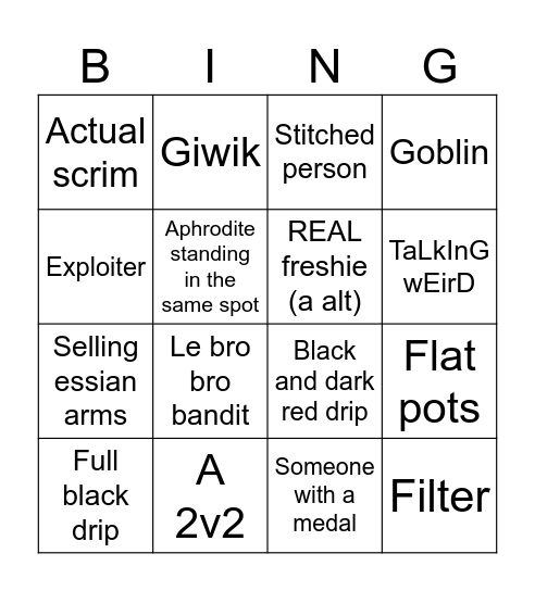 Lore game bingo 🤑 Bingo Card