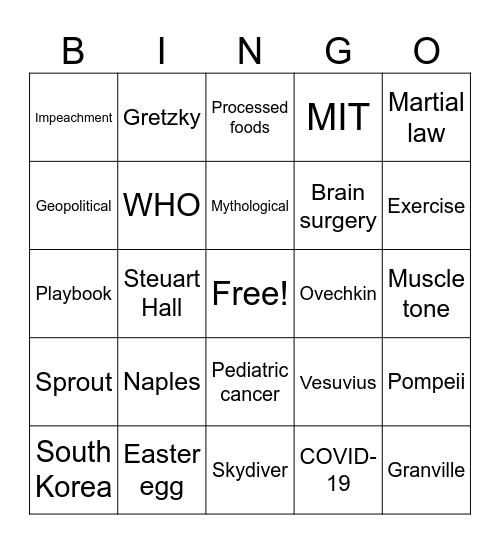 A to Z 4/7/25 Bingo Card