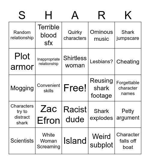 SHARK MOVIE Bingo Card