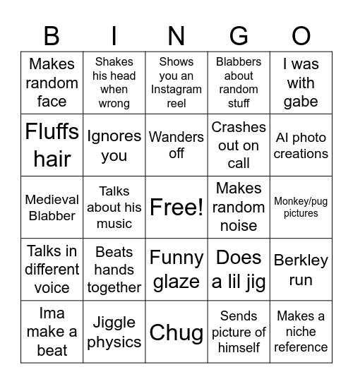 Adam Booker Bingo Card